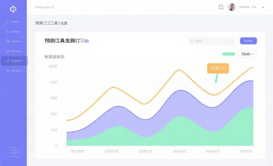 一张界面截图风格的插图,展示预测工具生成的数据趋势图,图表清晰、色彩明快,适合用于分析展示